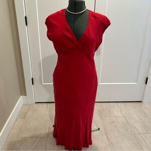 Vintage Jones New York Red Evening Silk Dress maxi size 14